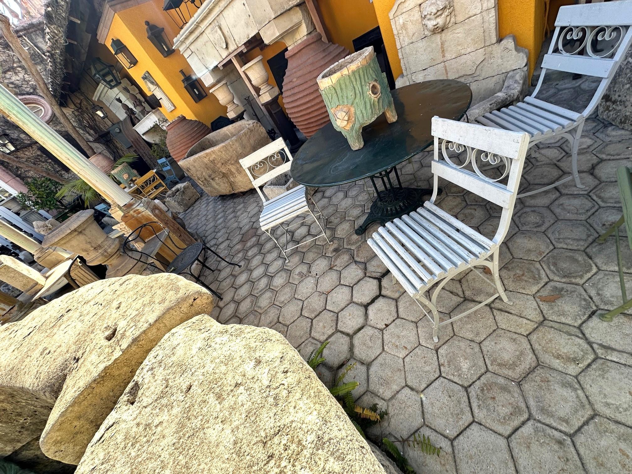 Century Side Handmade Garden Table Chairs Furniture Ferro e Wood Antique LA in vendita 3