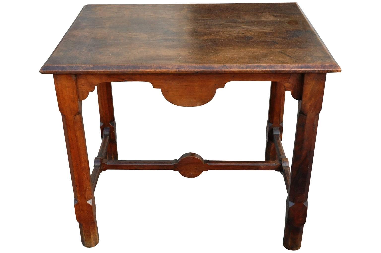 A delightful later 19th century cocktail table, side table from Portugal. Beautifully constructed from handsome walnut. Wonderful patina.
