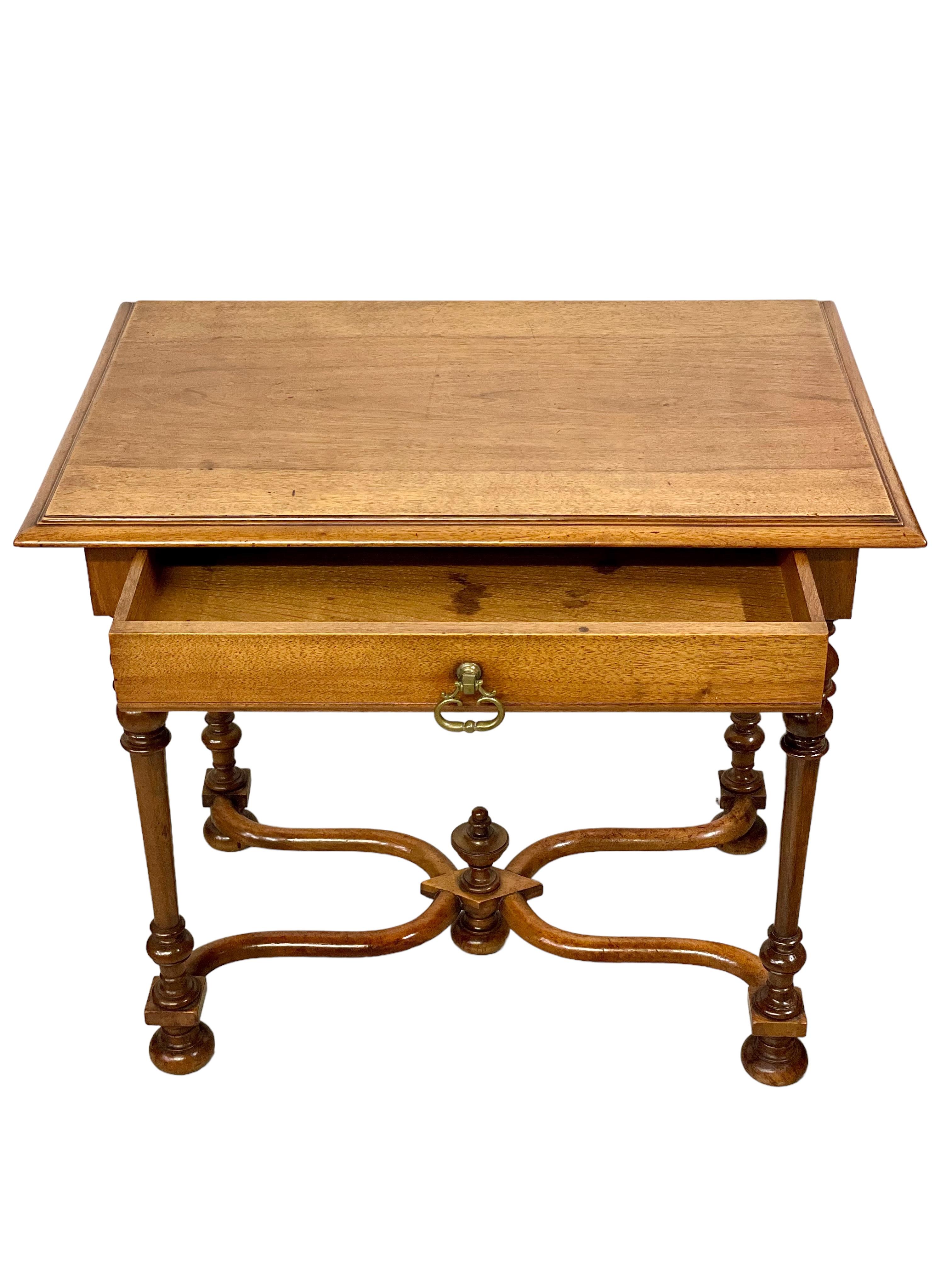 19th Century Side Table with Frieze Drawer and Baluster Turned Legs For Sale 2