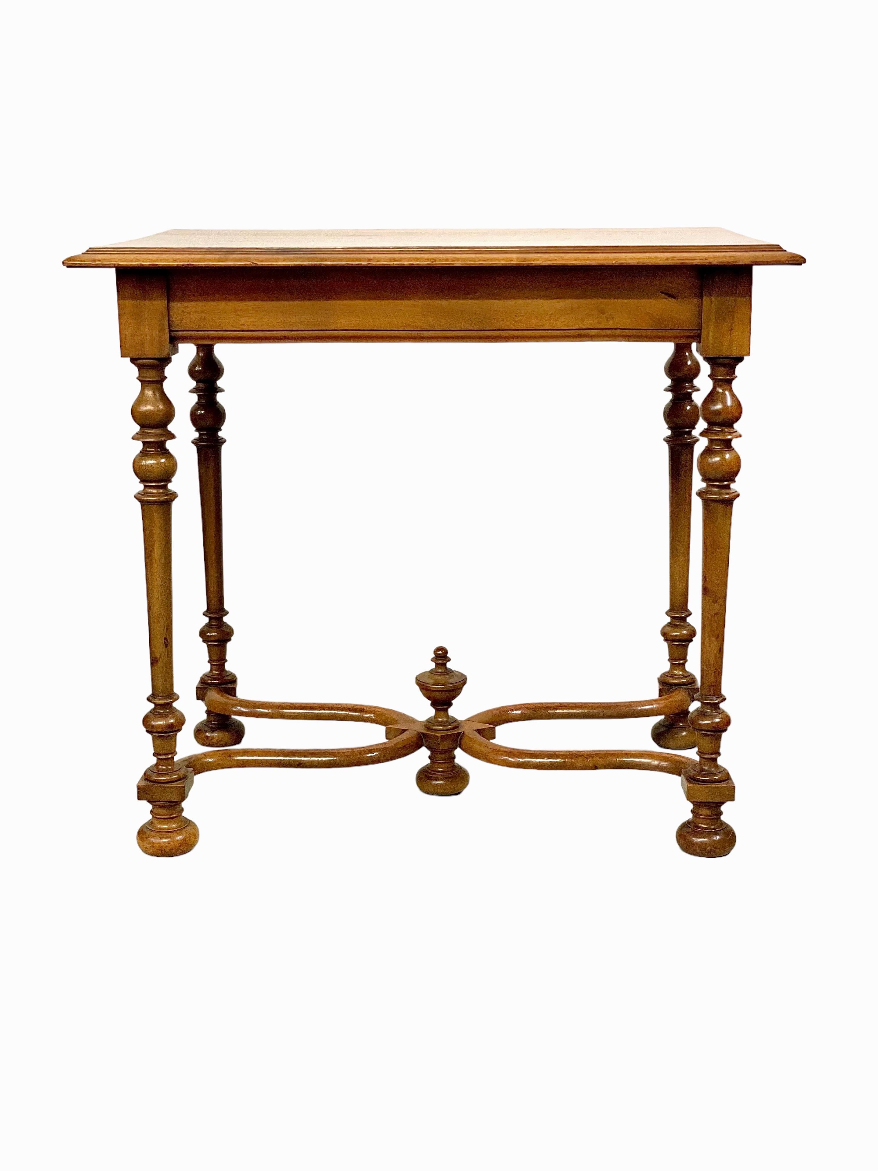 19th Century Side Table with Frieze Drawer and Baluster Turned Legs For Sale 3