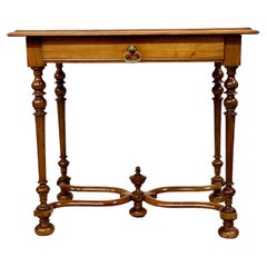19th Century Side Table with Frieze Drawer and Baluster Turned Legs