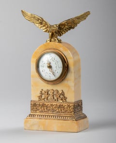 19th Century Siena Marble Empire Style Desk or Travel Clock