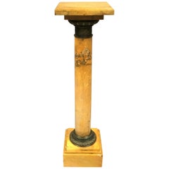 19th Century Sienna Marble and Bronze Pedestal Column in the Neoclassical Manner
