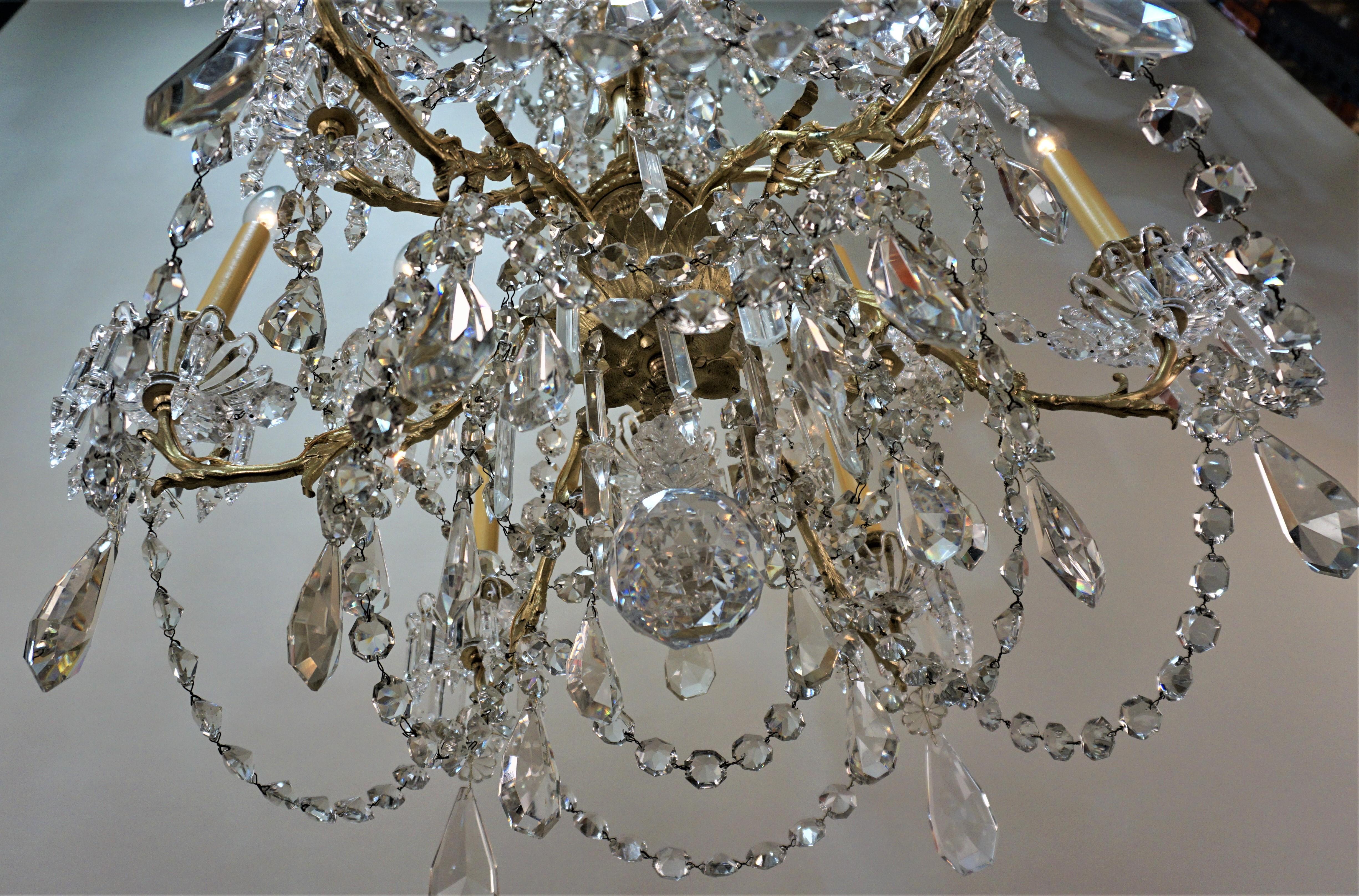 Bronze 19th Century Signed Baccarat Crystal French Chandelier