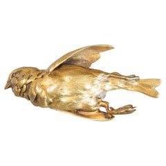 Oiseau blessé en bronze doré signé du XIXe siècle, Paul Comolera