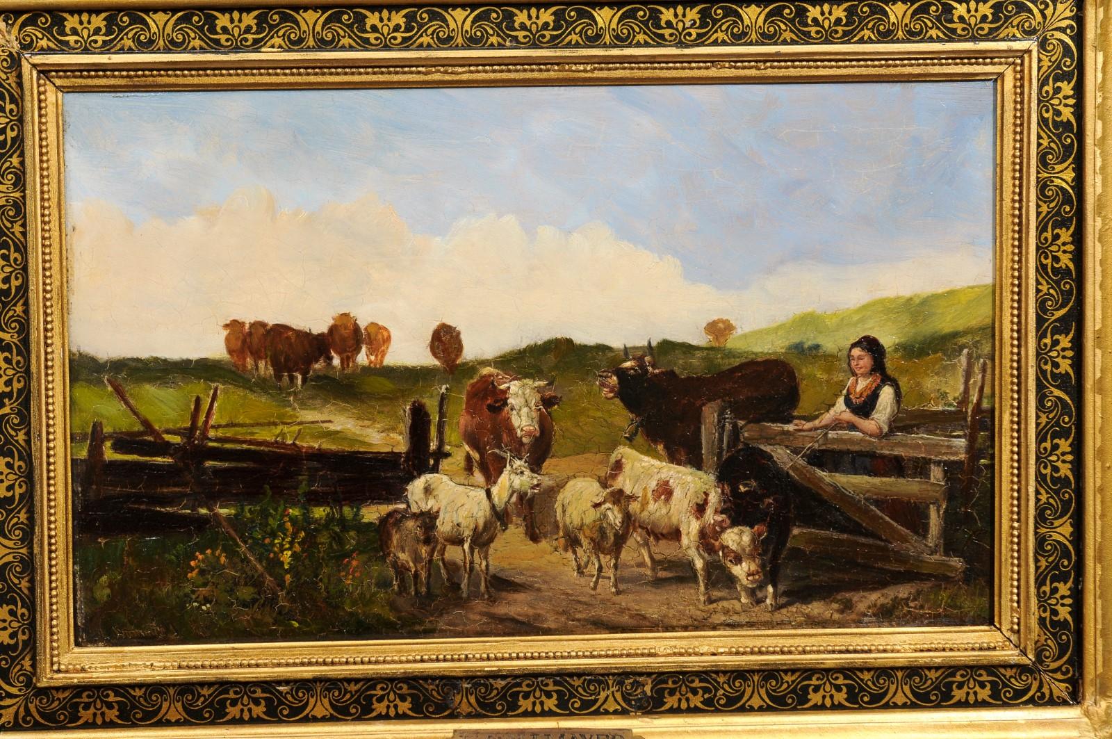 19th Century Signed Oil Painting by Ludwig Sellmayr For Sale 1