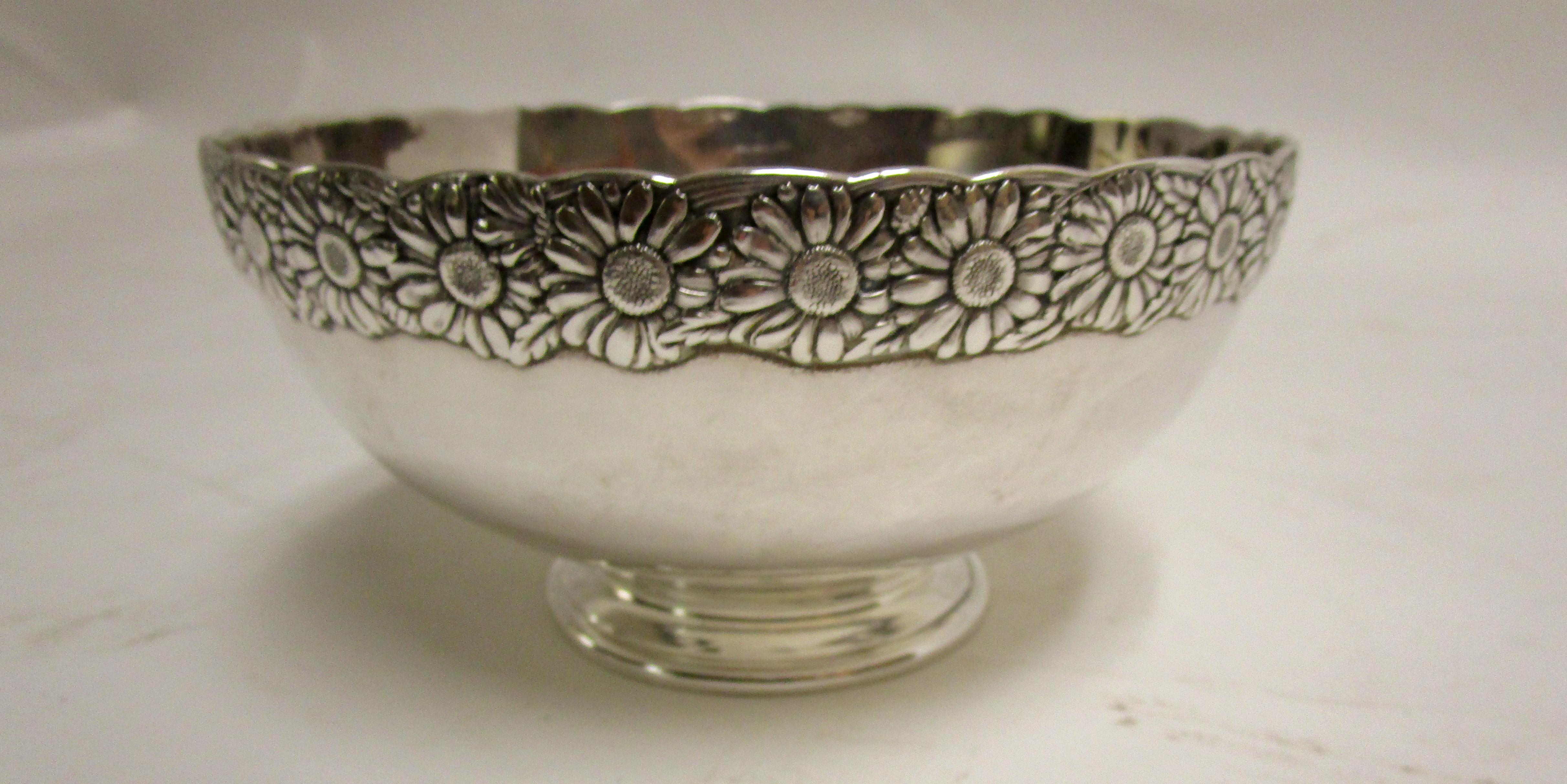 19th Century Signed Tiffany Vine Pattern Sterling Silver Bowl For Sale 2