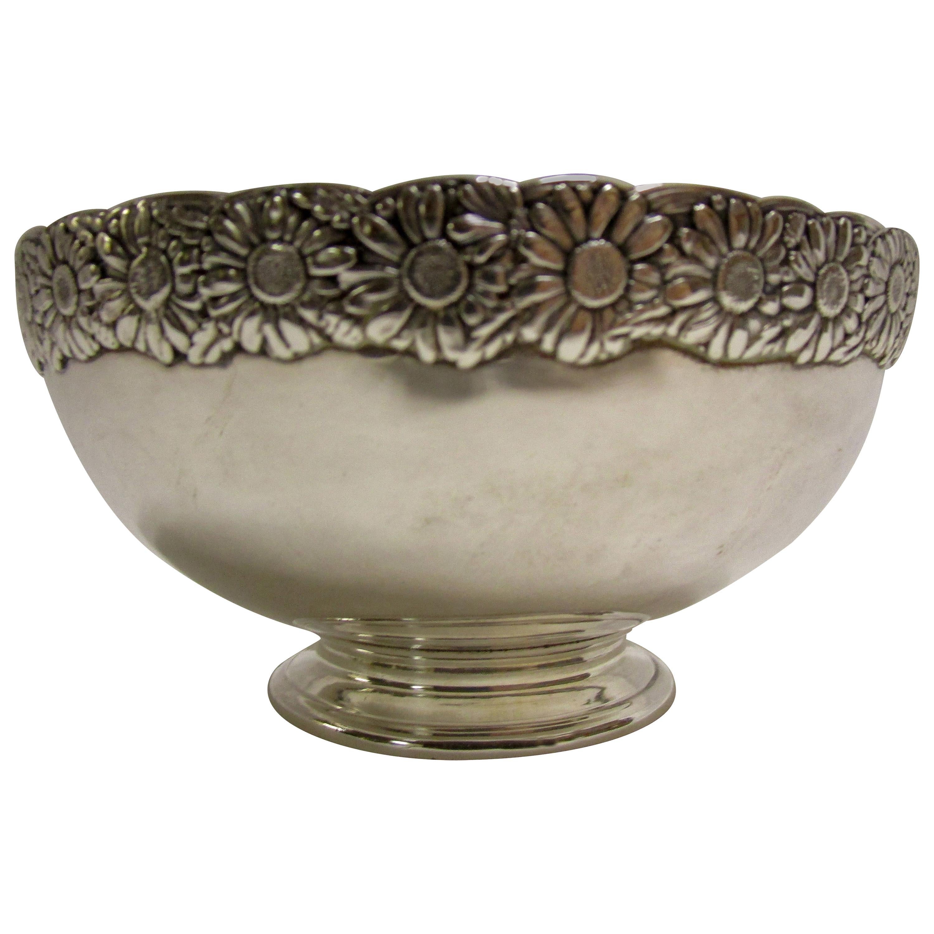 19th Century Signed Tiffany Vine Pattern Sterling Silver Bowl For Sale