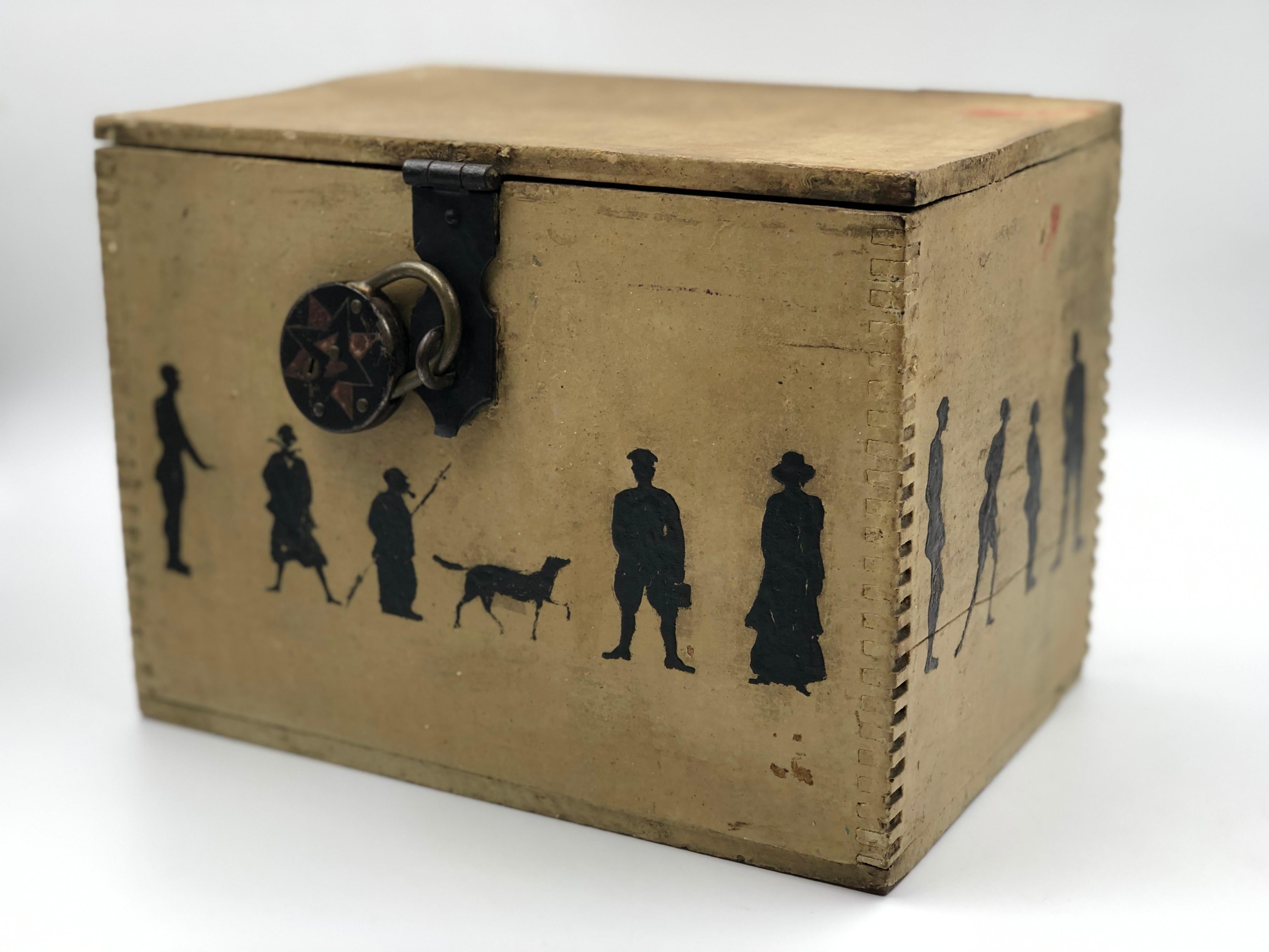 19th Century Silhouette Painted Wooden Box 5