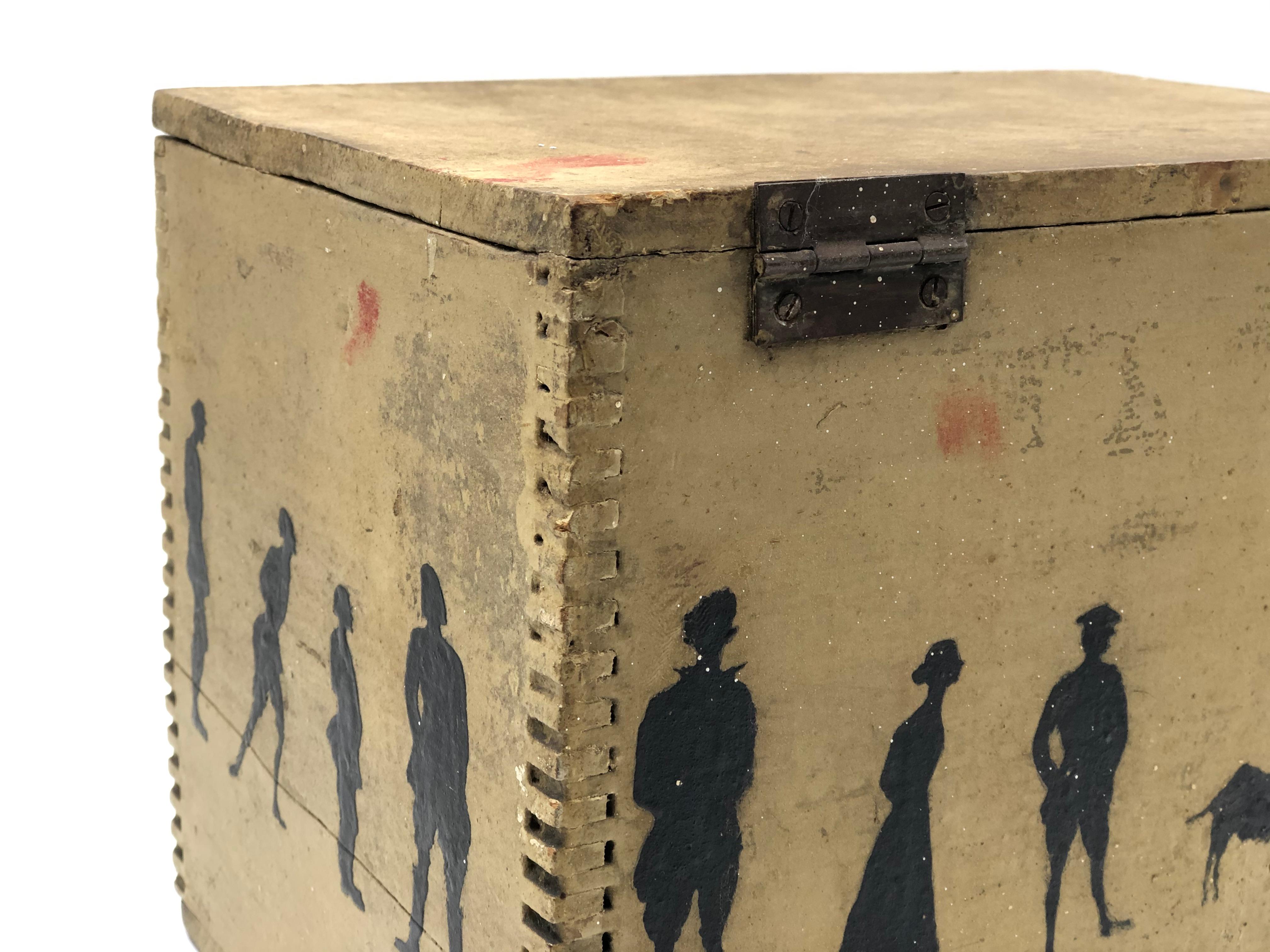 19th Century Silhouette Painted Wooden Box 2