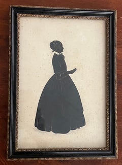 19th Century Silhouette Silkscreened & Gold Gilded in Original Frame