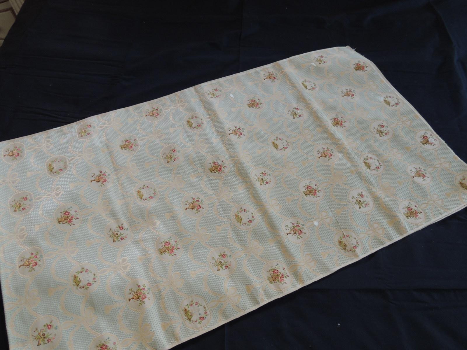 French 19th Century Silk Brocade Floral Gold and Celadon Textile Panel