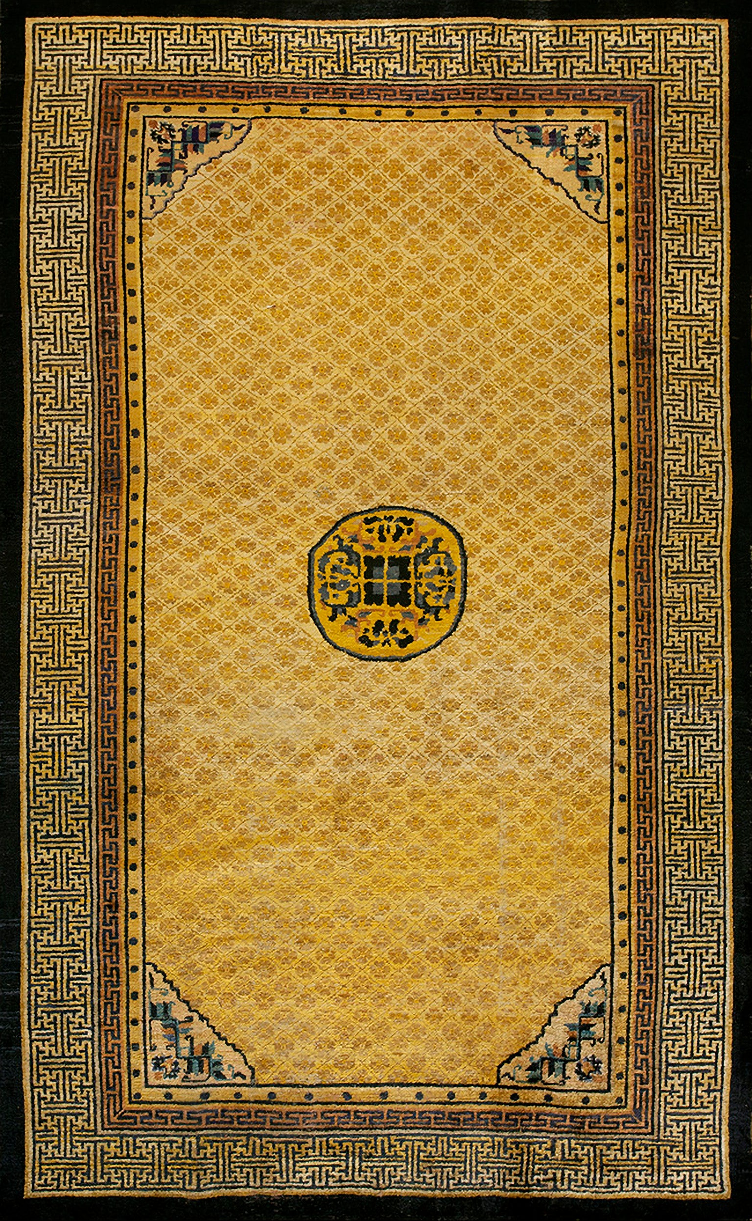 Chinesischer Ningxia-Teppich aus Seide aus dem 19. Jahrhundert ( 6' x 9'10" - 182 x 300) im Angebot