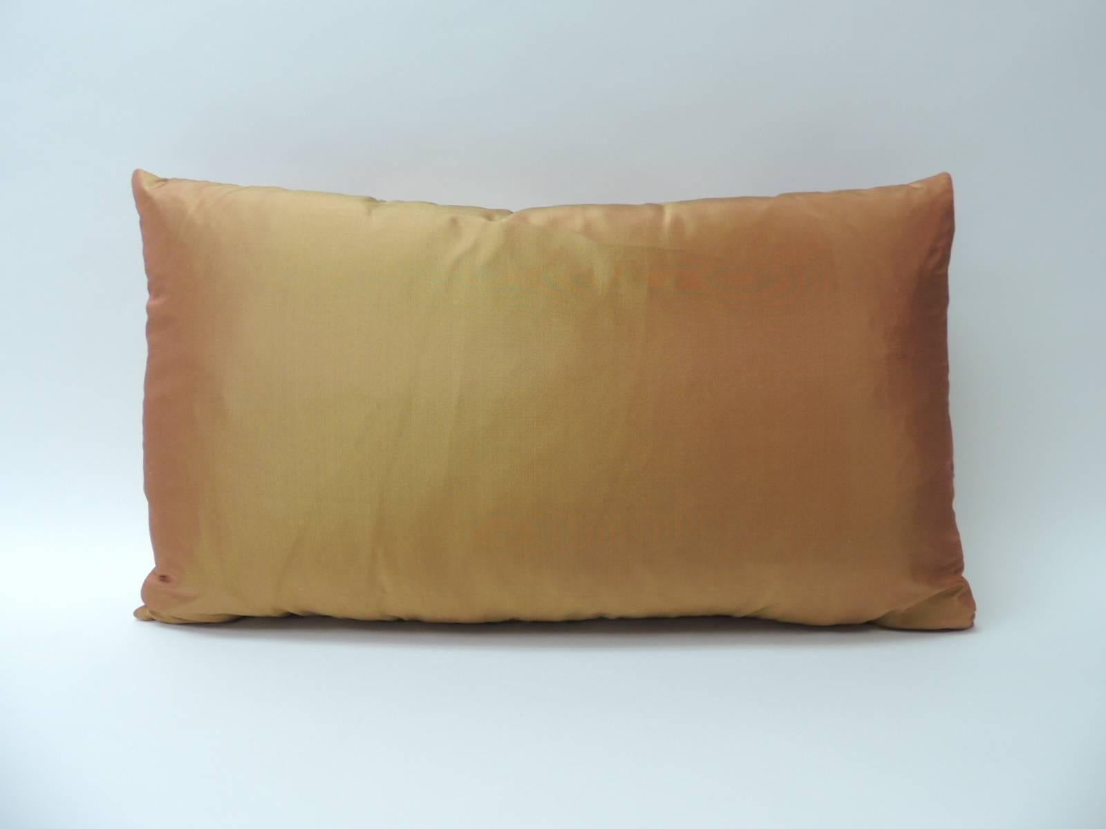 Japonisme Vintage Silk Cut Velvet Burnt Orange Obi Decorative Bolster Pillow