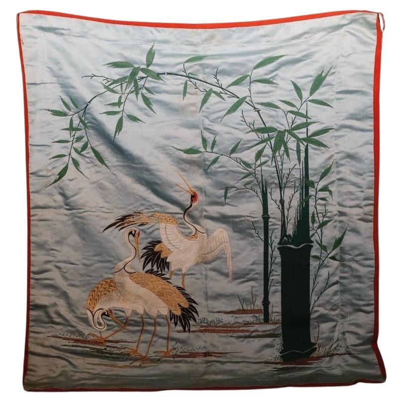 Funda de almohada decorativa de seda del siglo XIX (Fukusa) en venta