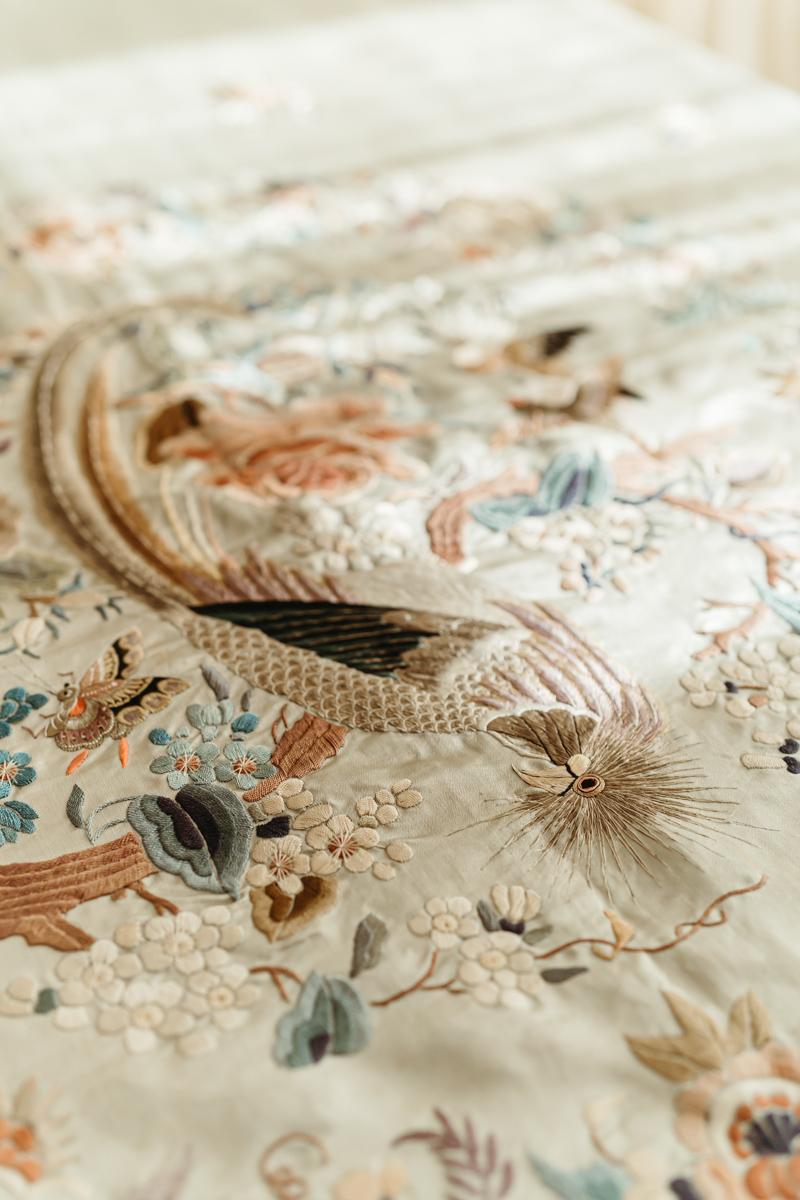 19th Century Silk Embroidered French Throw/Cloth For Sale 12
