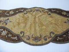 19th Century Silk Embroidery Byzantine Damask and Velvet Table Runner