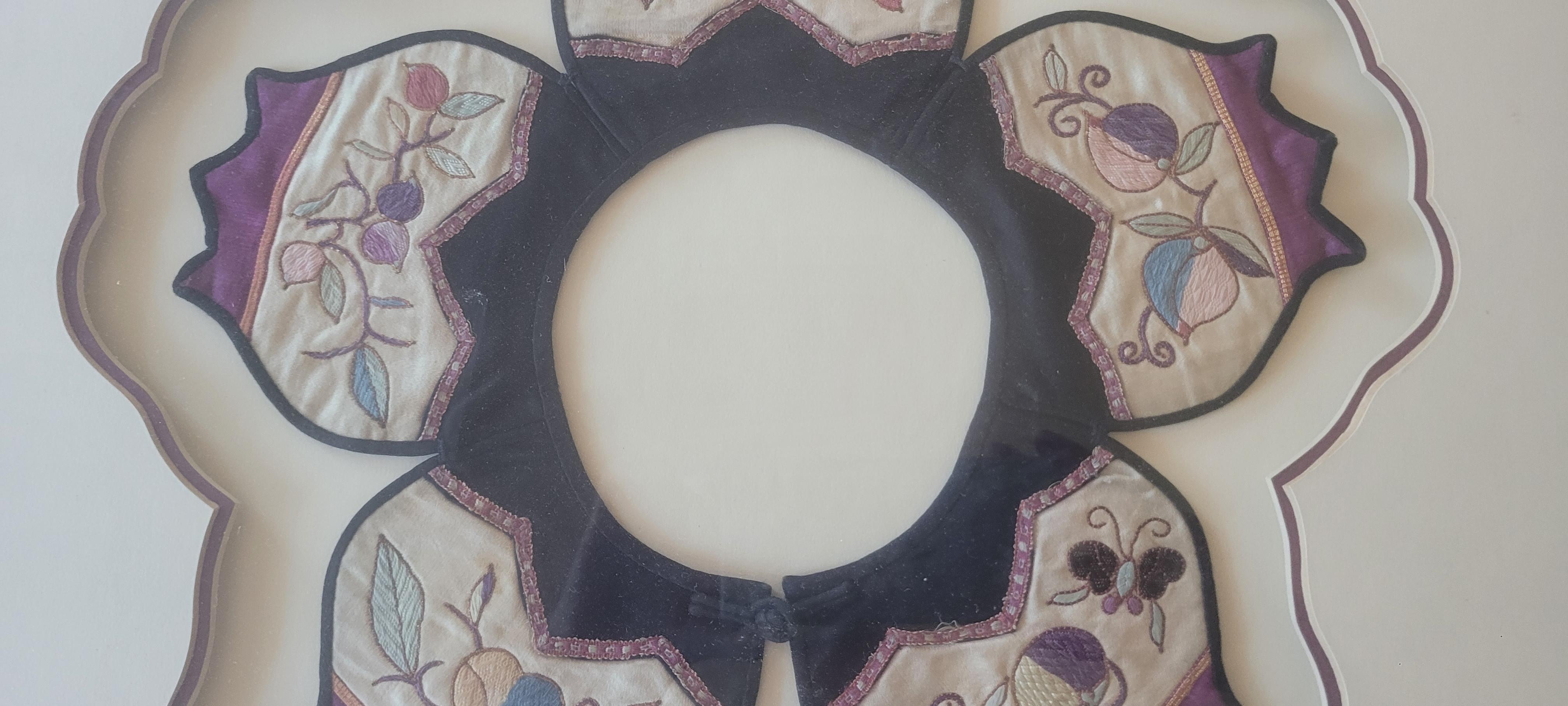 This is a 19th Century Baby Collar - framed.

Framed measurements are 17.75w x 17.75h x .75d (inches)