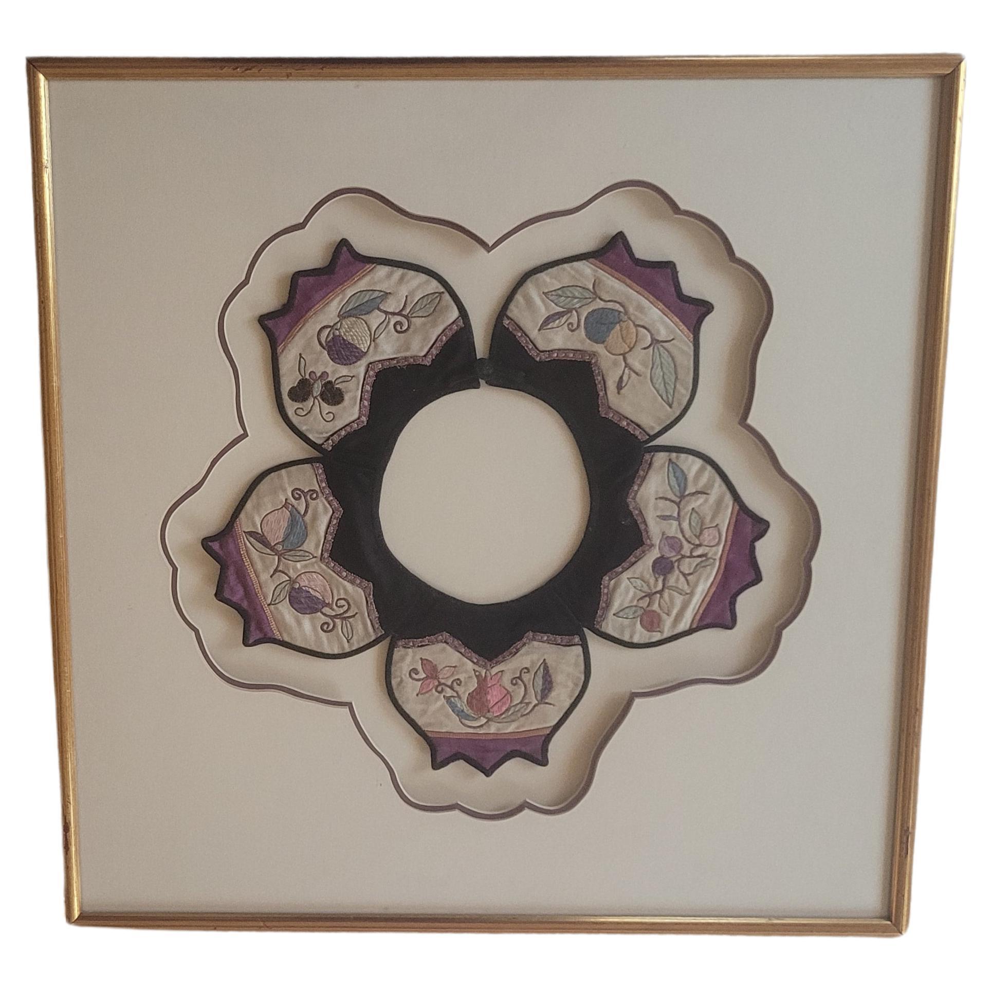 19th Century Silk/Satin Embroidered Baby Collar For Sale