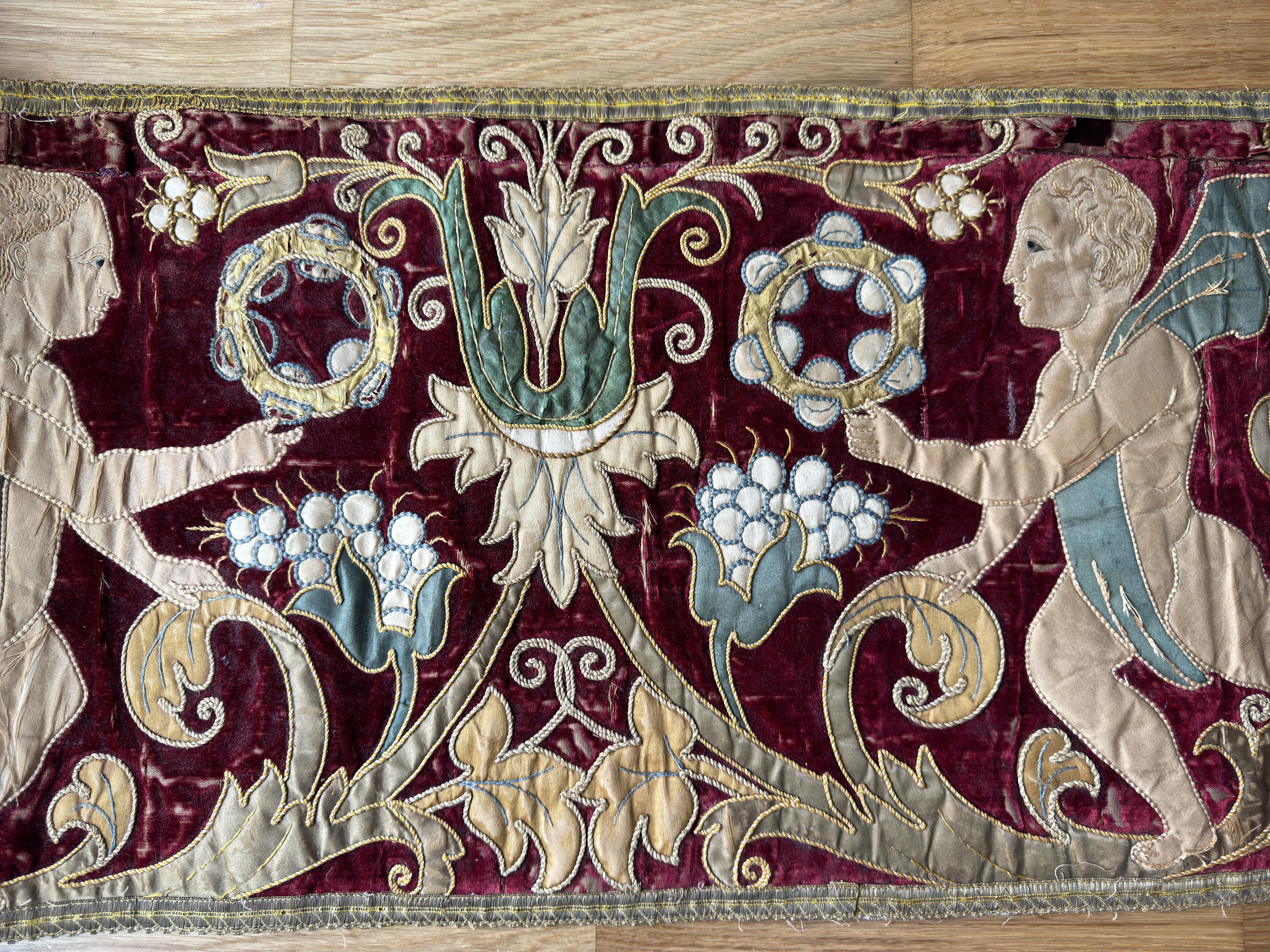 Early Victorian 19th Century Silk & Velvet Panel For Sale