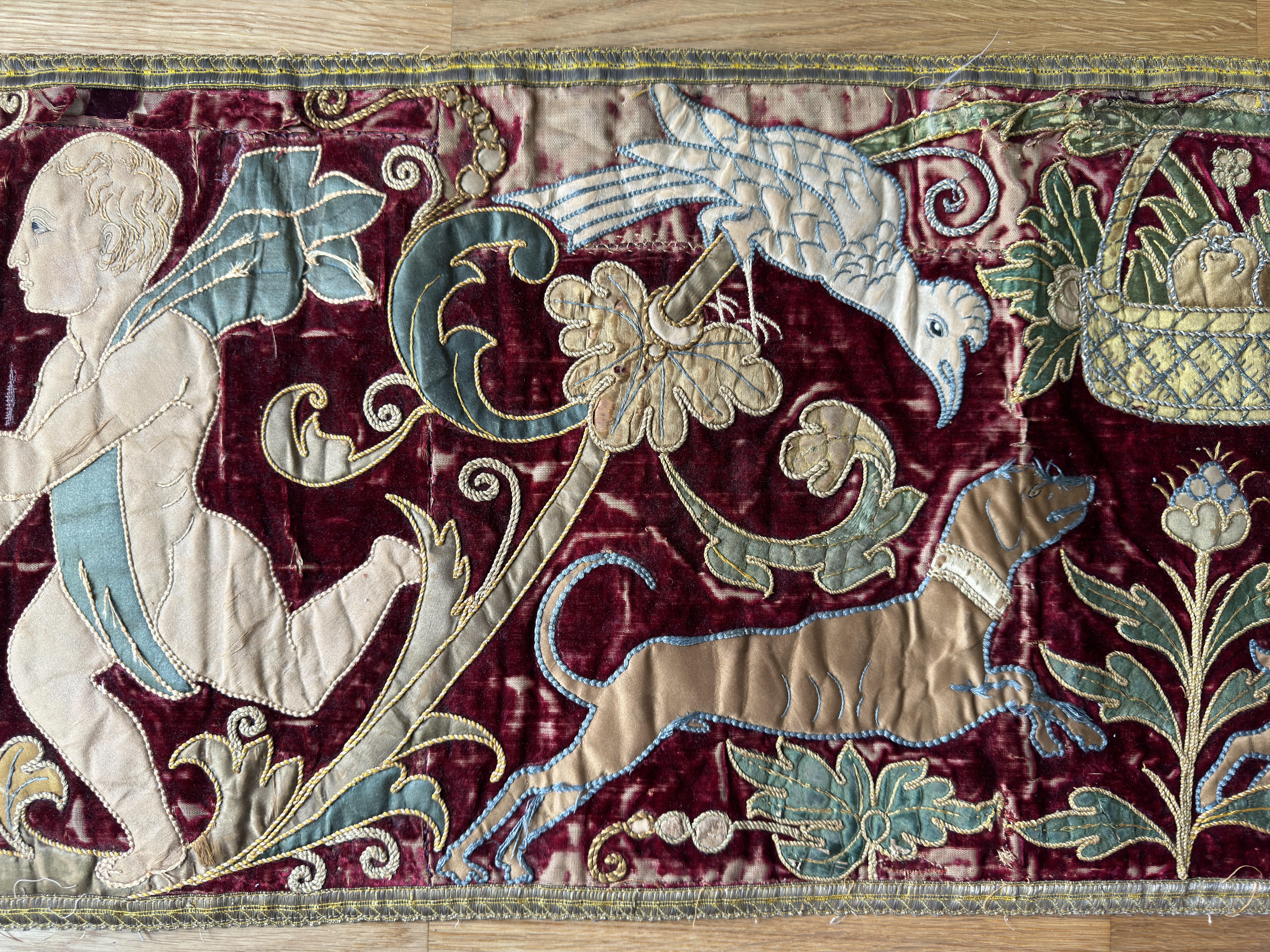 British 19th Century Silk & Velvet Panel For Sale