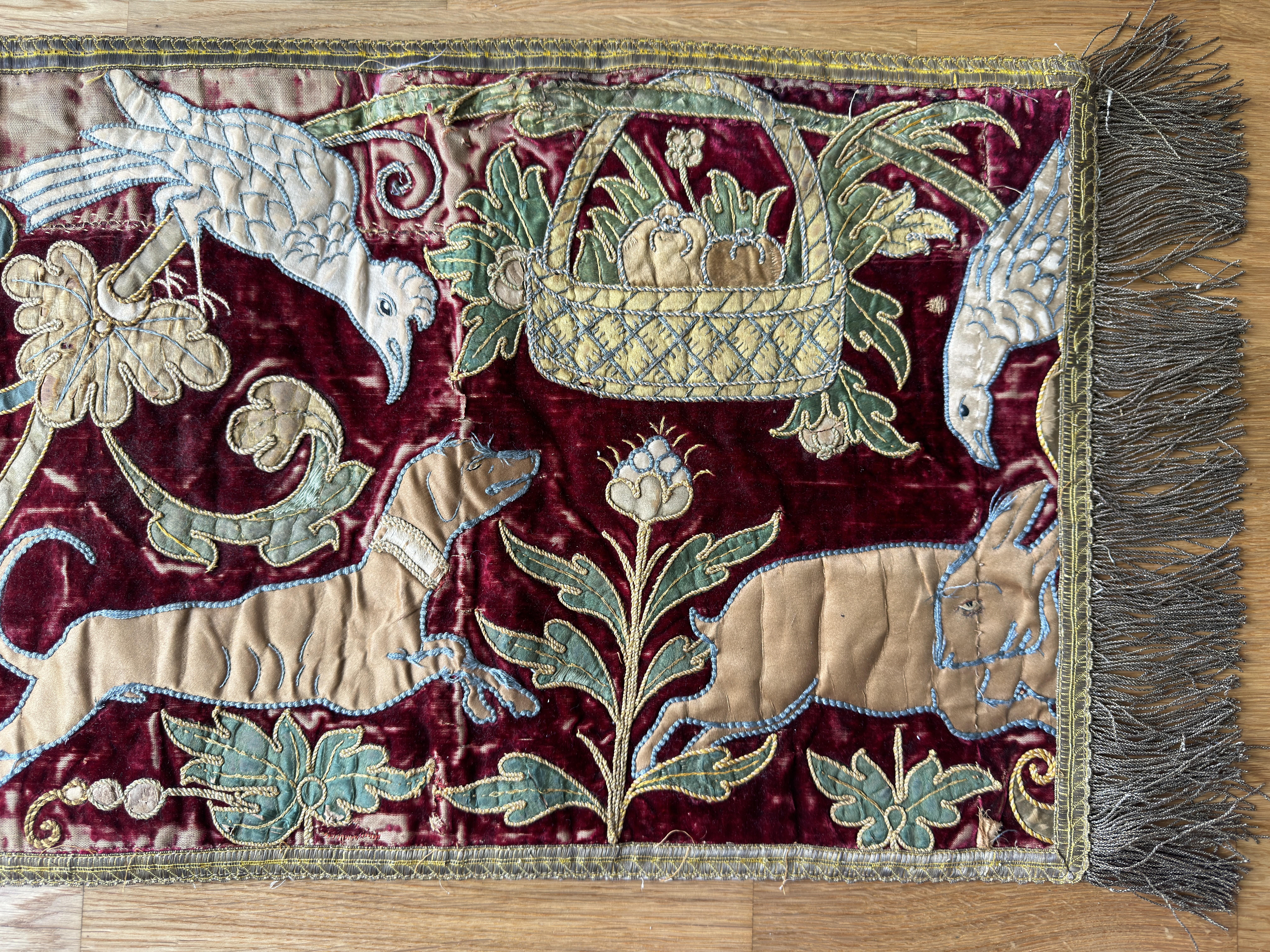 Hand-Woven 19th Century Silk & Velvet Panel For Sale