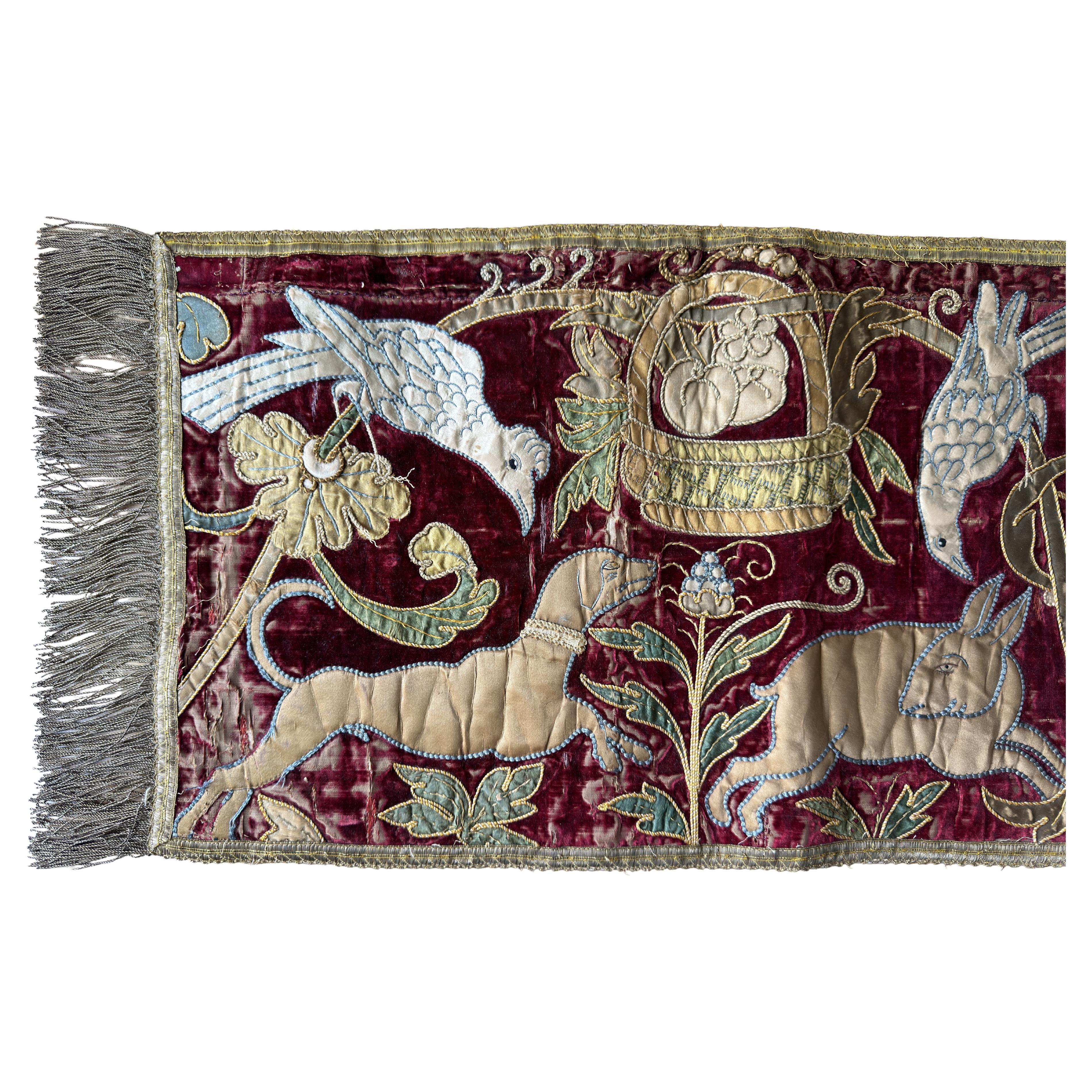 19th Century Silk & Velvet Panel For Sale