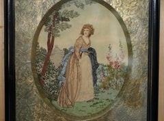 19TH CENTURY SILK & WOOL WORK STUMPWORK EMBROIDERY TAPESTRY STUNNiNG BOARDER