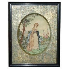 19TH CENTURY SILK & WOOL WORK STUMPWORK EMBROIDERY TAPESTRY STUNNiNG BOARDER