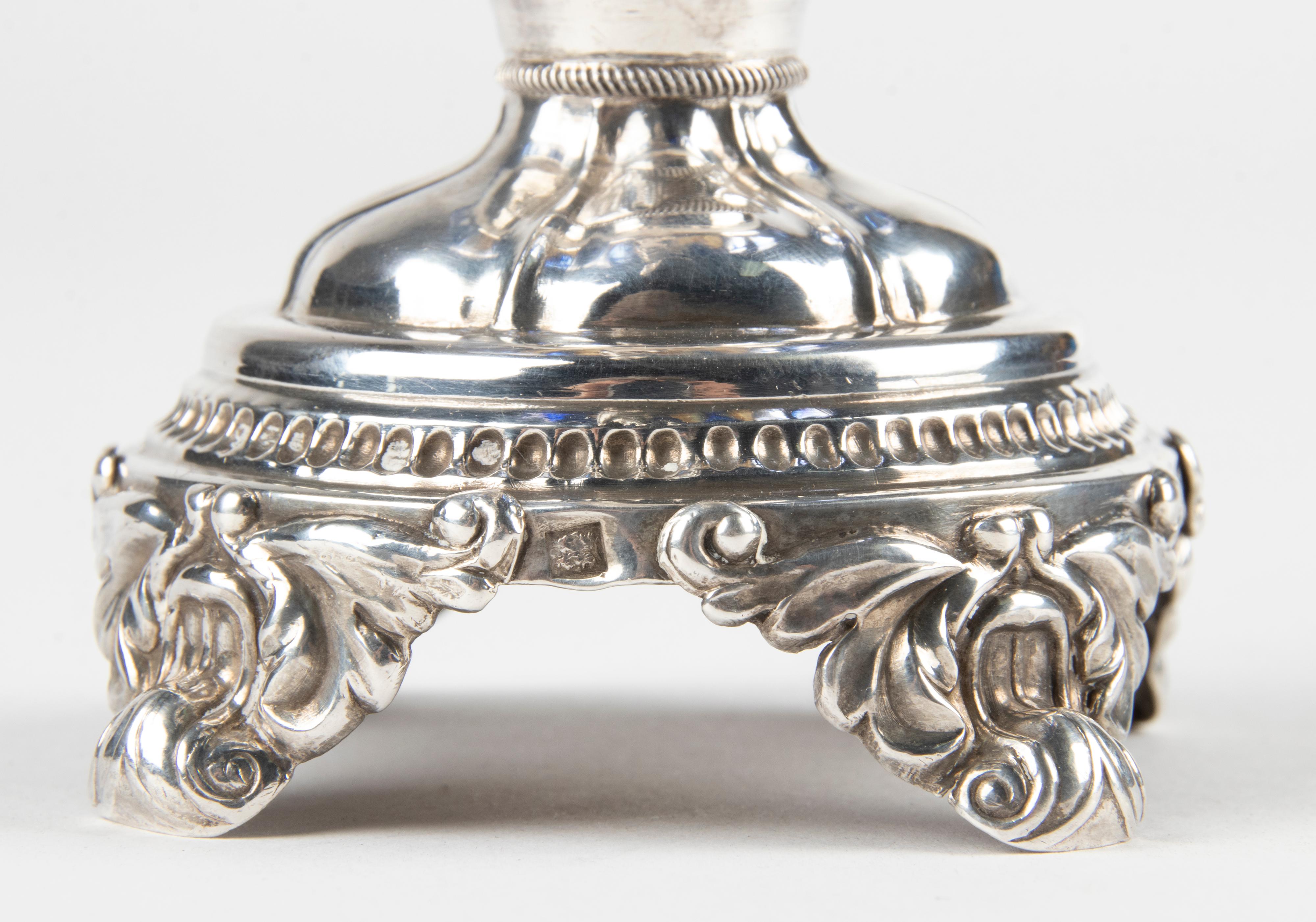 19th Century Silver and Crystal Mustard Cellar For Sale 4