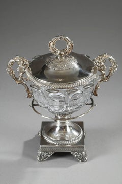 19th Century Silver and Cut-Crystal Candy Dish