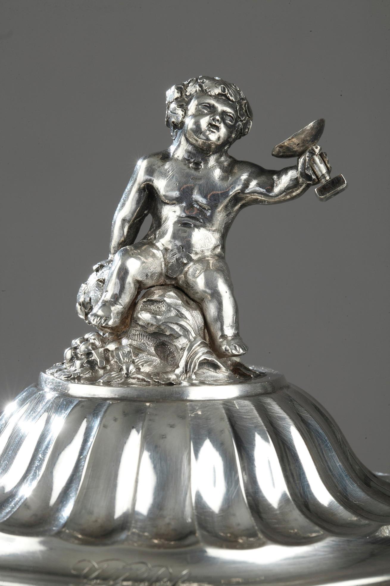 19. Jahrhundert Silber und geschliffenes Kristall Bonbongeschirr im Zustand „Gut“ im Angebot in Paris, FR