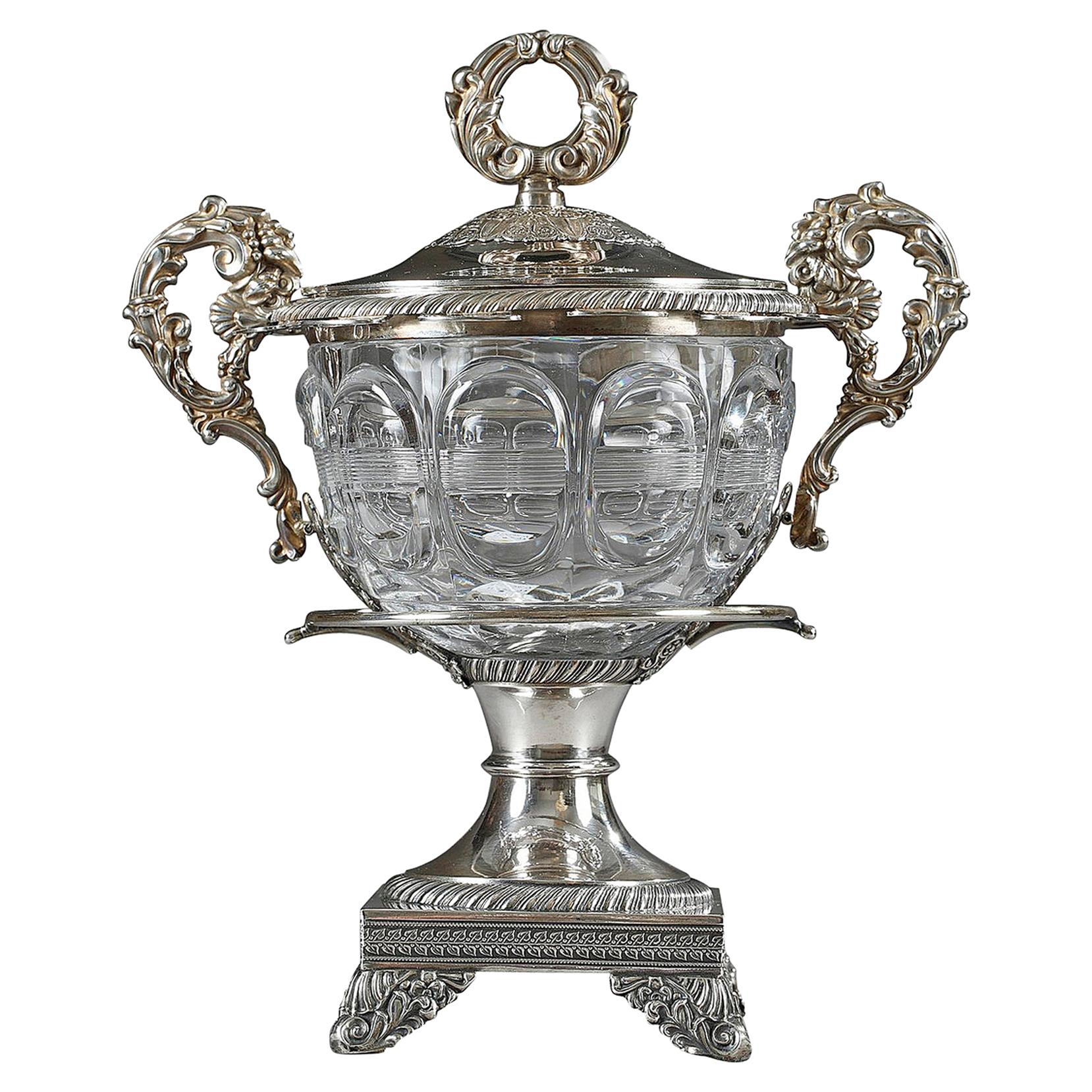 19th Century Silver and Cut-Crystal Candy Dish