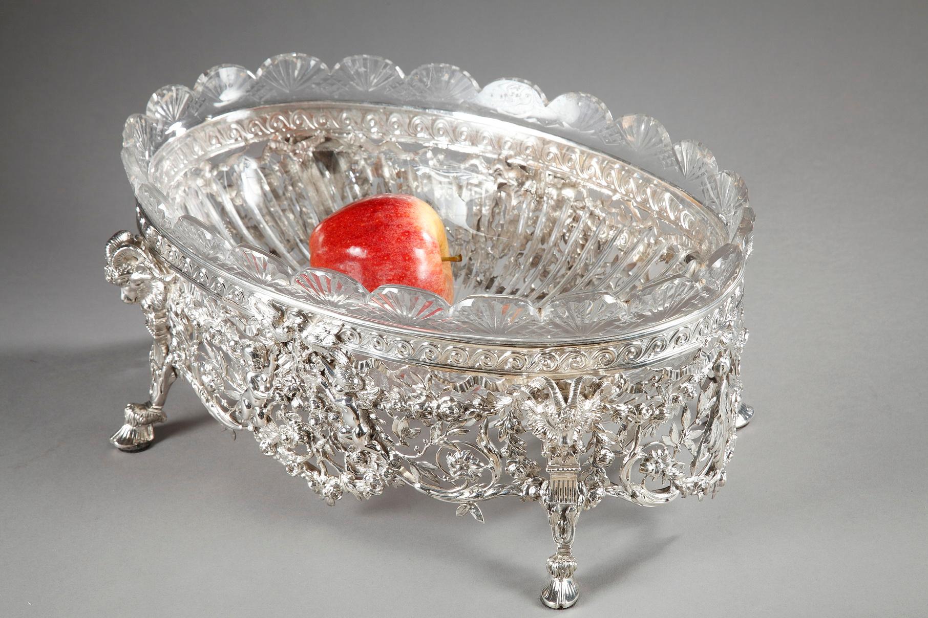 19th Century Silver and Cut-Crystal Jardinière For Sale 3
