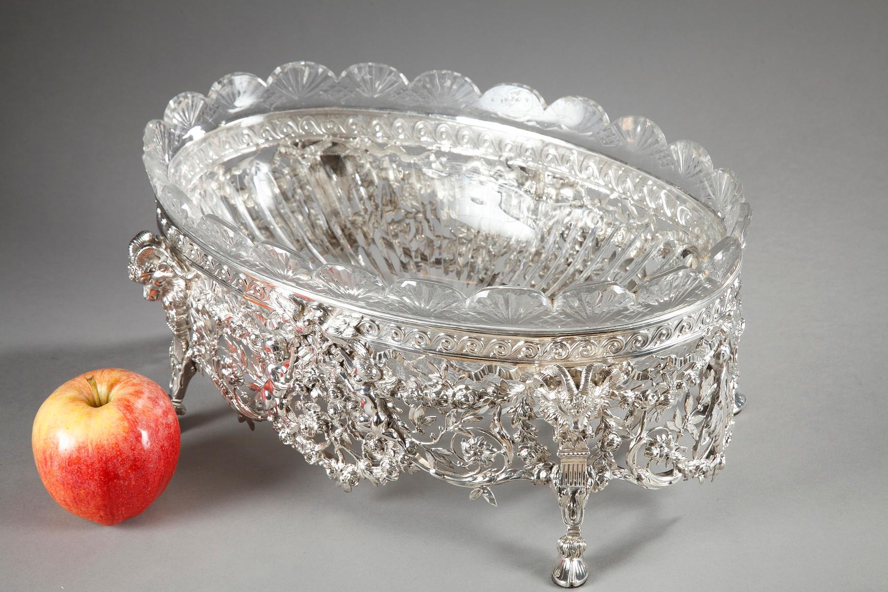19th Century Silver and Cut-Crystal Jardinière For Sale 4