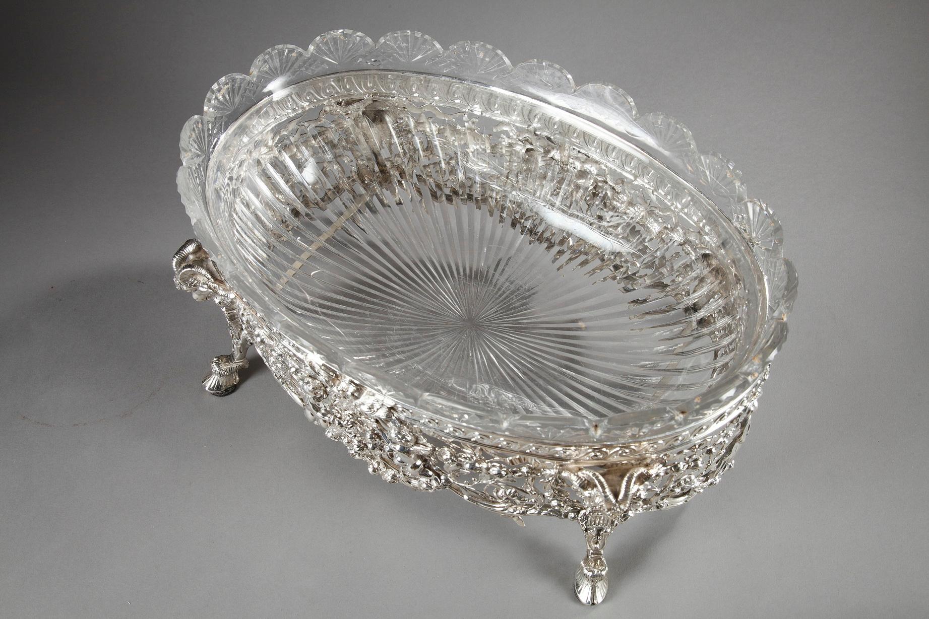 19th Century Silver and Cut-Crystal Jardinière For Sale 5