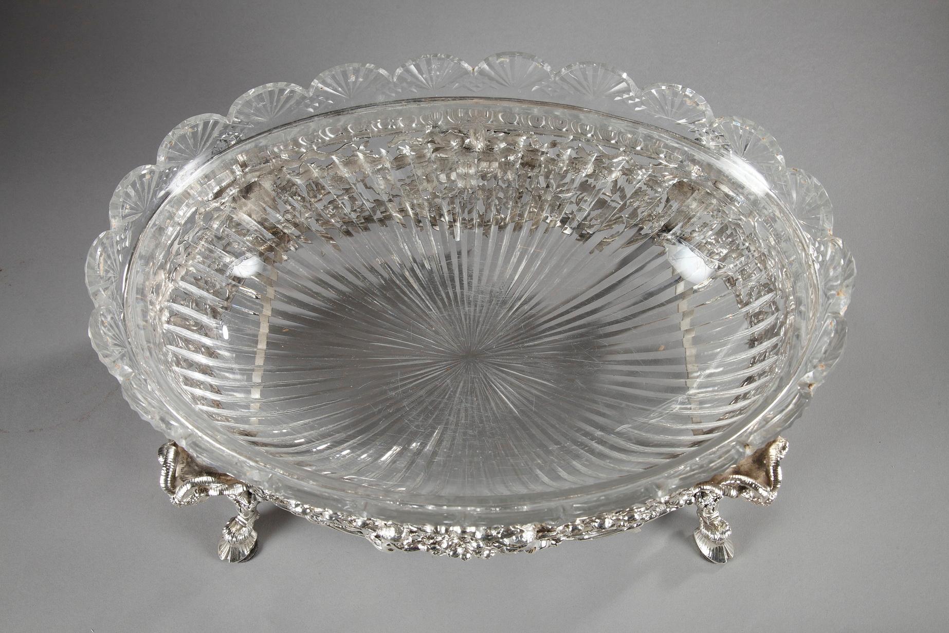 Jardinire aus Silber und geschliffenem Kristall aus dem 19. Jahrhundert im Angebot 7