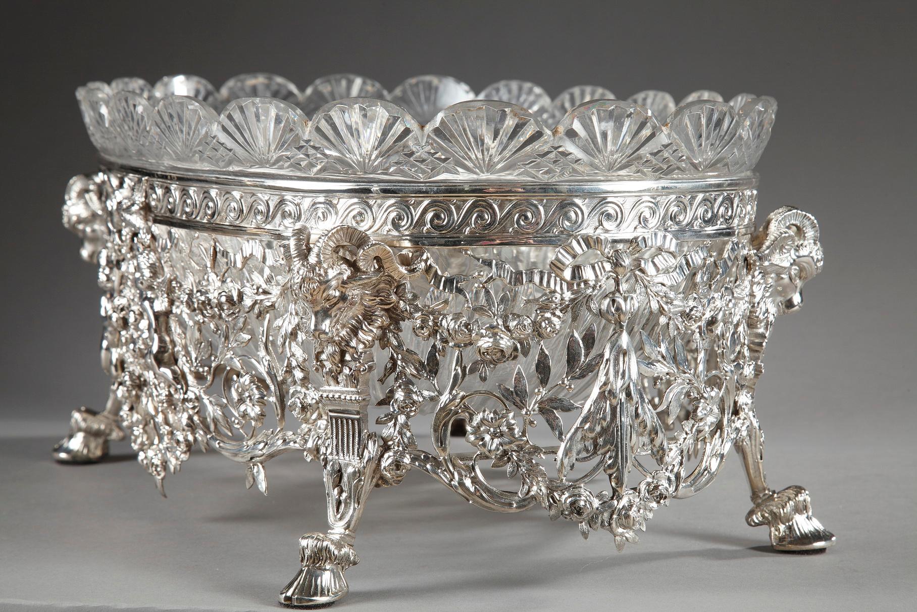 Jardinire aus Silber und geschliffenem Kristall aus dem 19. Jahrhundert im Angebot 8