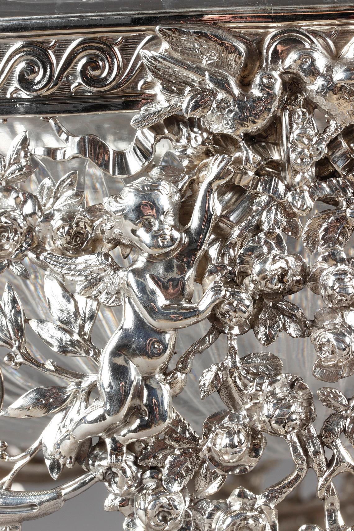 Jardinire aus Silber und geschliffenem Kristall aus dem 19. Jahrhundert im Angebot 2