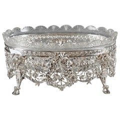 19th Century Silver and Cut-Crystal Jardinière