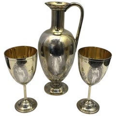 19th Century Silver and Gilt Ewer with Matching Goblets