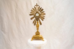 19th Century Silver and Gold Monstrance with Travel Case