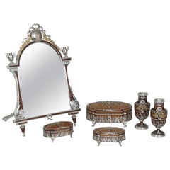 19th Century Silver and Gonçalo Alves Dressing Set by Gustave Keller of Paris