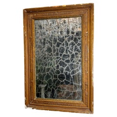 Antique 19th Century Silver Backed Crackle Foxed Giltwood Mirror