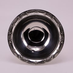 19th Century Silver Bowl Decorated with Flowers and Branches