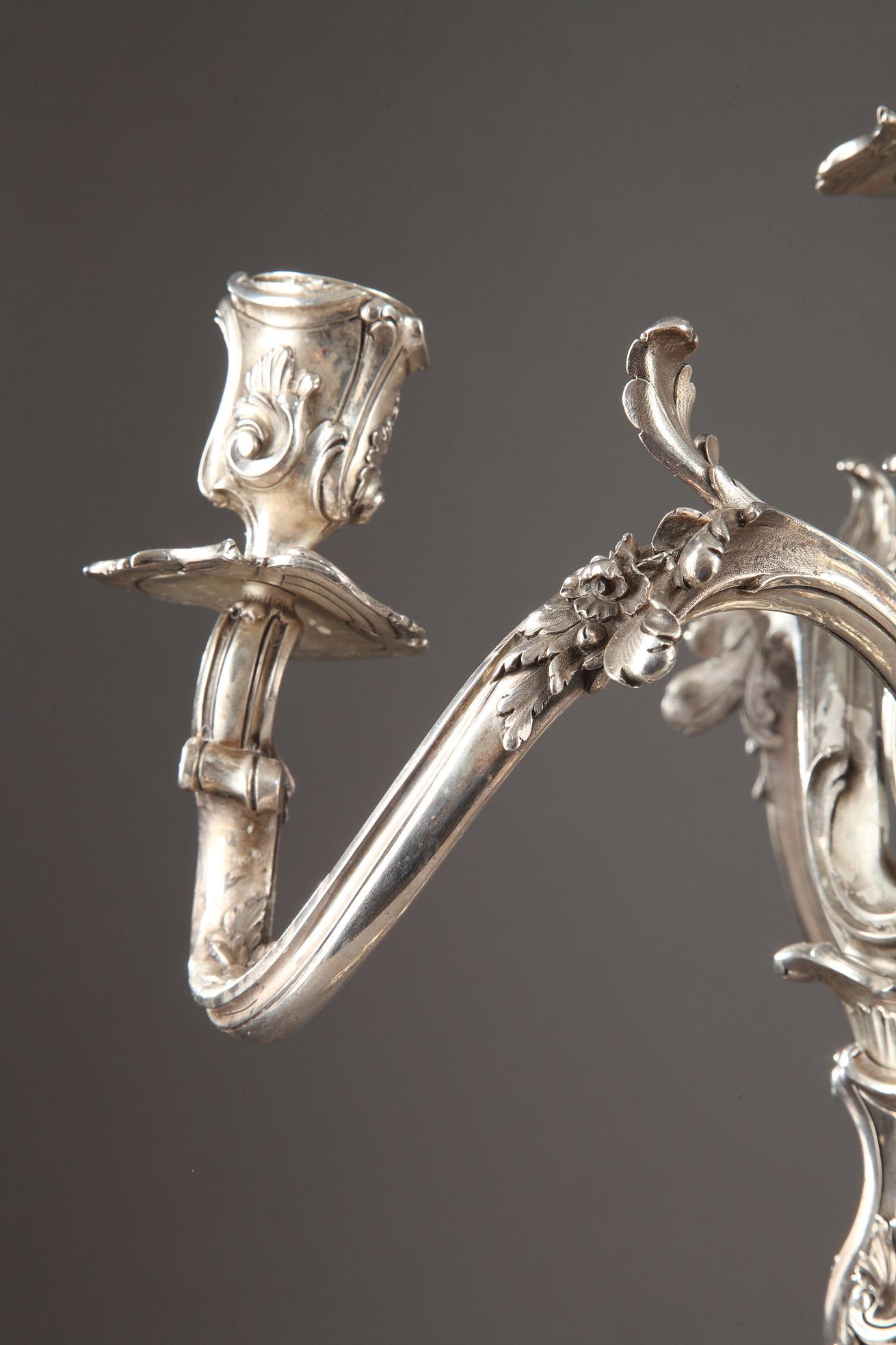 19th Century Silver Candelabra Signed BOIN TABURET For Sale 4