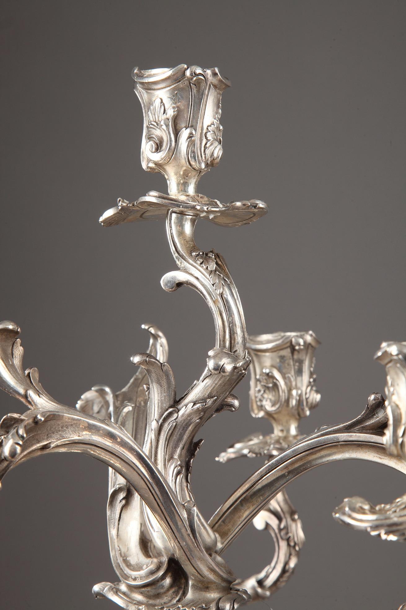 19th Century Silver Candelabra Signed BOIN TABURET For Sale 5