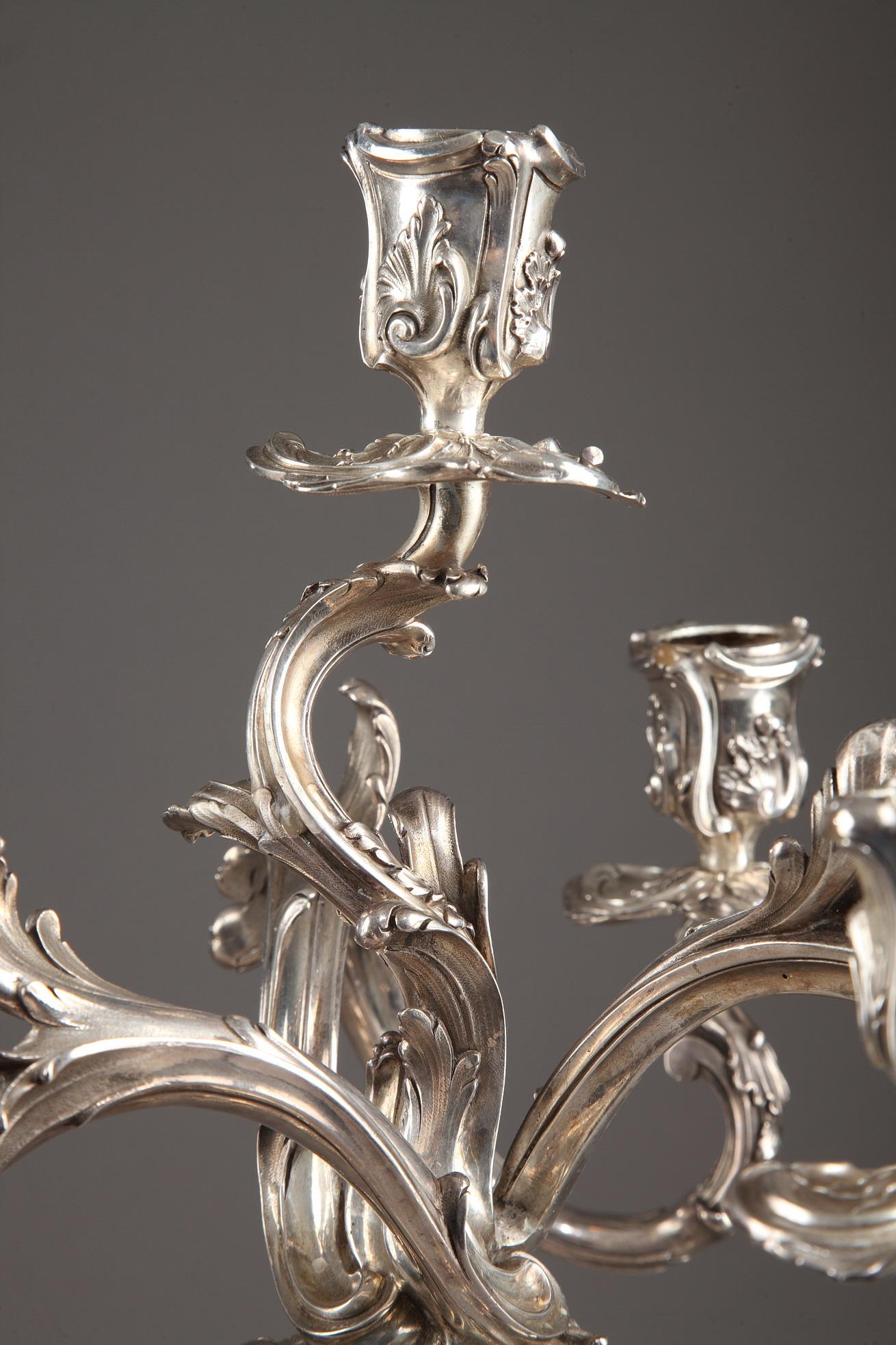 19th Century Silver Candelabra Signed BOIN TABURET For Sale 6