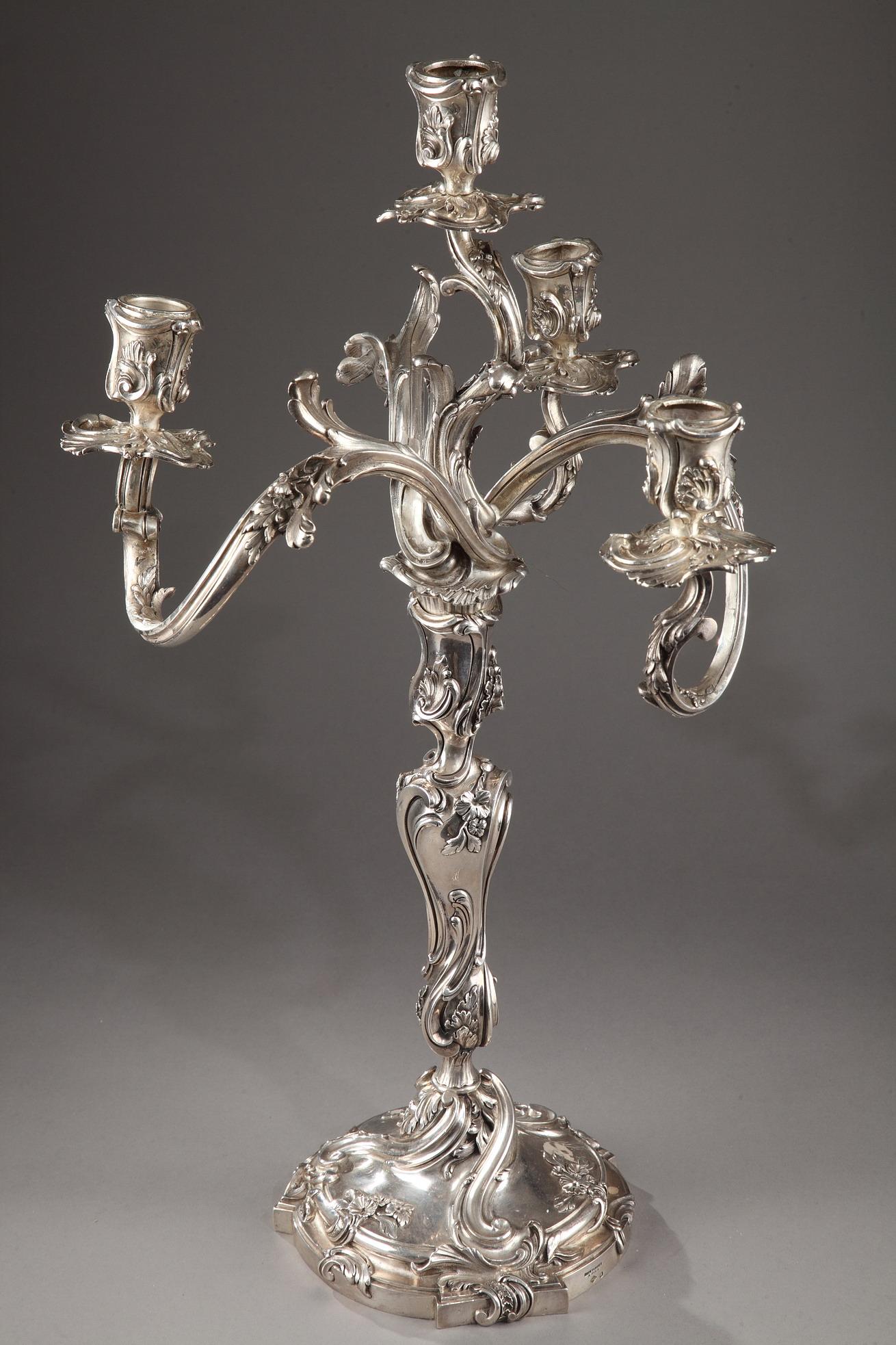 Silberkandelaber des 19. Jahrhunderts, signiert BOIN TABURET im Angebot 7