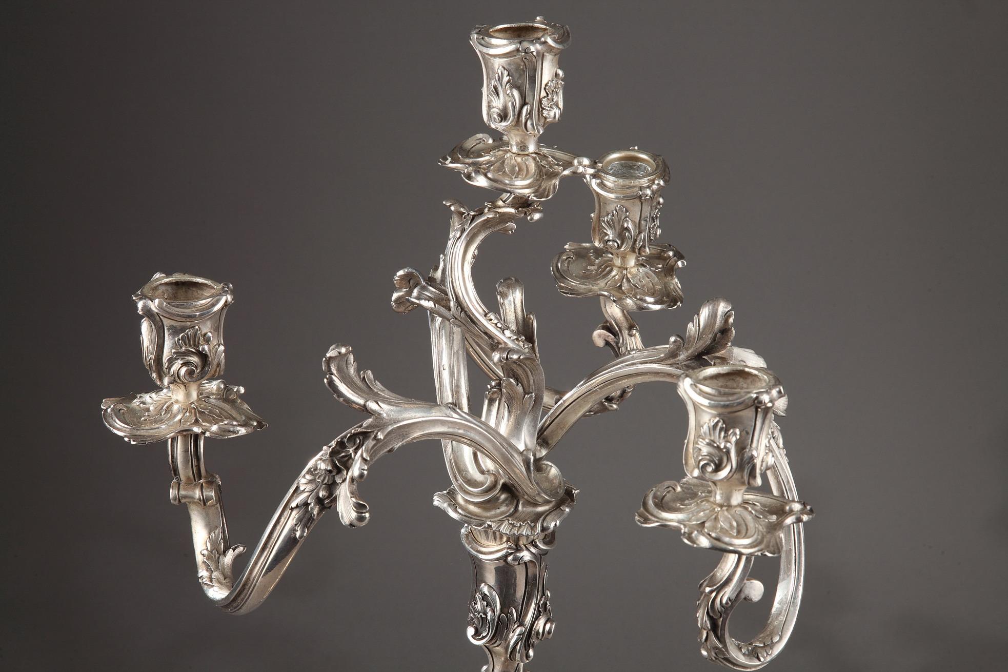19th Century Silver Candelabra Signed BOIN TABURET For Sale 9